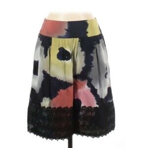 LEIFSDOTTIR Skirt Womens 4 Anthropologie Floral Poppy Blossom Lace silk feminine